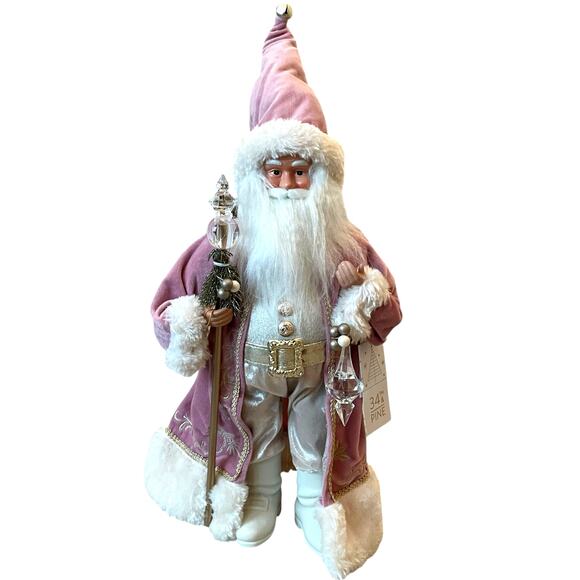 34th & Pine 23" Pink Velvet Santa w/ Crystal Ornaments Christmas Holiday New - Picture 7 of 16